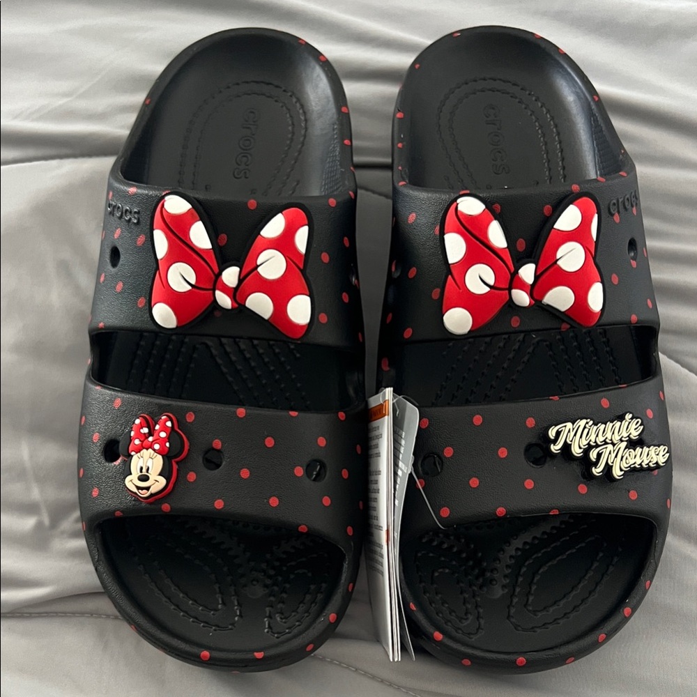 Disney Minnie Mouse women’s Croc Sandals - Black and Red